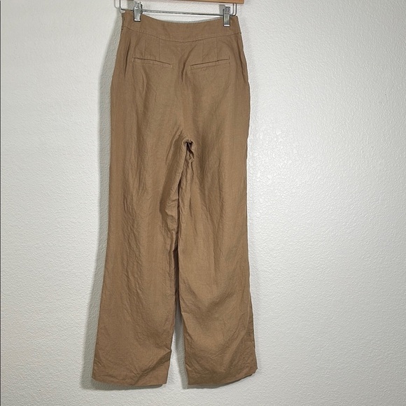Talbots Linen Tan Wide-Leg Pants 2 - Picture 2 of 7